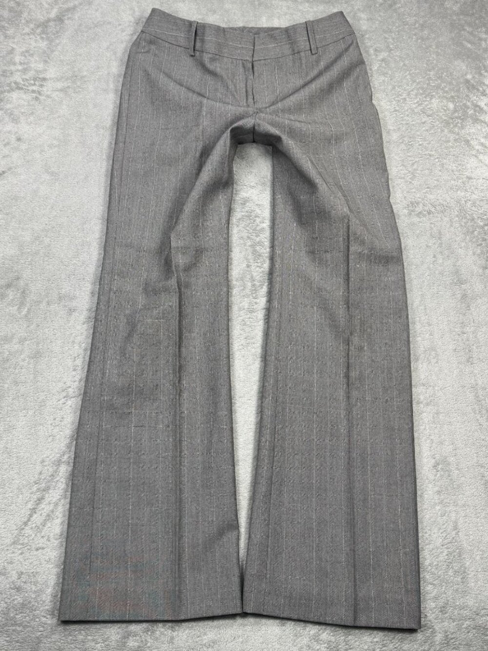 Y2K Office Siren Ann Taylor Gray Windowpane Mid Rise Bootcut Trousers Womens 2P